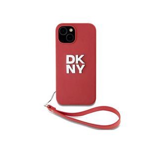 PU Leather Stack Logo Wrist Strap Zadní Kryt pro iPhone 14 Red DKNY obraz