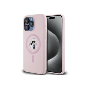 Liquid Silicone Karl and Choupette Magsafe Zadní Kryt pro iPhone 15 Pro Pink Karl Lagerfeld obraz