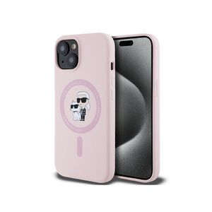 Liquid Silicone Karl and Choupette Magsafe Zadní Kryt pro iPhone 15 Pink Karl Lagerfeld obraz