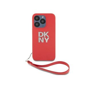 PU Leather Stack Logo Wrist Strap Zadní Kryt pro iPhone 14 Pro Red DKNY obraz