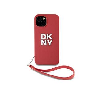 PU Leather Stack Logo Wrist Strap Zadní Kryt pro iPhone 15 Red DKNY obraz