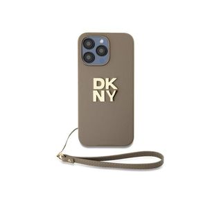 PU Leather Stack Logo Wrist Strap Zadní Kryt pro iPhone 15 Pro Max Beige DKNY obraz