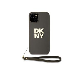 PU Leather Stack Logo Wrist Strap Zadní Kryt pro iPhone 15 Brown DKNY obraz