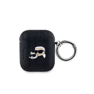 Karl Lagerfeld PU Embossed Karl and Choupette Heads Pouzdro pro AirPods 1/2 Black obraz