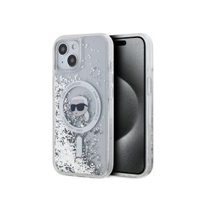 Karl Lagerfeld Liquid Glitter Karl Head Magsafe Zadní Kryt pro iPhone 15 Transparent obraz