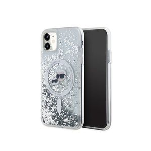 Karl Lagerfeld Liquid Glitter Karl and Choupette Heads Magsafe Zadní Kryt pro iPhone 11 Transparent obraz