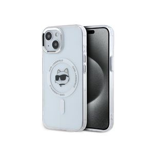 Karl Lagerfeld IML Choupette Head Metal Frame MagSafe Zadní Kryt pro iPhone 15 Transparent obraz