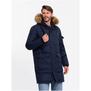 Pánská dlouhá bunda parka s kapucí Ombre Clothing obraz