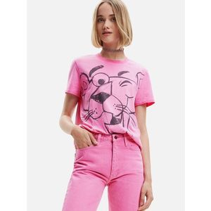 Desigual Pink Panther Smile Triko Růžová obraz