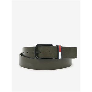 Tmavě zelený pánský kožený pásek Tommy Jeans Flag Belt 3.5 obraz