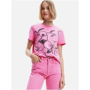 Růžové dámské tričko Desigual Pink Panther Smile obraz