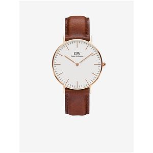 Hnědé unisex kožené hodinky Daniel Wellington Classic St Mawes obraz