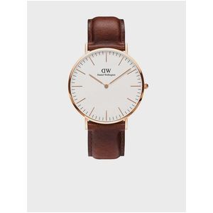 Hnědé hodinky s koženým řemínkem Daniel Wellington Classic St Mawes obraz