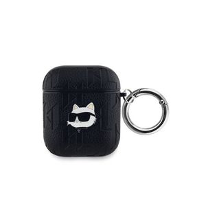 Karl Lagerfeld PU Embossed Choupette Head Pouzdro pro AirPods 1/2 Black obraz