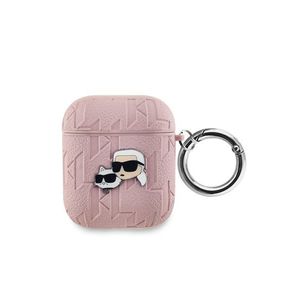 Karl Lagerfeld PU Embossed Karl and Choupette Heads Pouzdro pro AirPods 1/2 Pink obraz