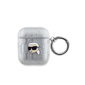 Karl Lagerfeld PU Embossed Karl Head Pouzdro pro AirPods 1/2 Silver obraz