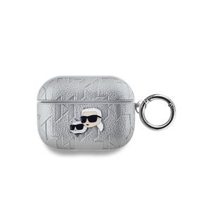 Karl Lagerfeld PU Embossed Karl and Choupette Heads Pouzdro pro AirPods Pro Silver obraz