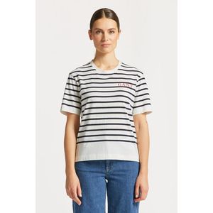 TRIČKO GANT LOGO STRIPED SS T-SHIRT EVENING BLUE obraz