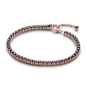 Pandora Pozlacený tenisový náramek s černými krystaly Rose Timeless 581469C02 18 cm obraz