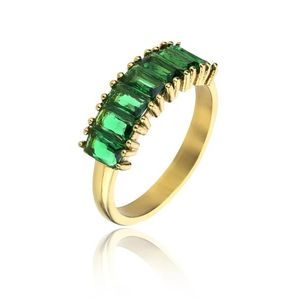 Marc Malone Blyštivý pozlacený prsten se zirkony Leila Green Ring MCR23062G 54 mm obraz