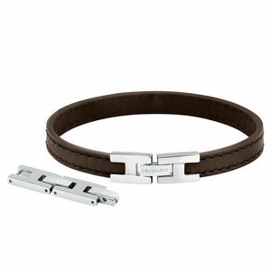 Trussardi Módní tmavě hnědý kožený náramek T-Leather TJAXZ02 obraz