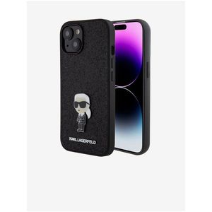 Karl Lagerfeld Fixed Glitter Metal Ikonik Zadní Kryt pro iPhone 15 Black obraz