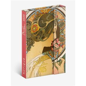 NOTIQUE Týdenní magnetický diář Alfons Mucha 2025, 11 x 16 cm obraz