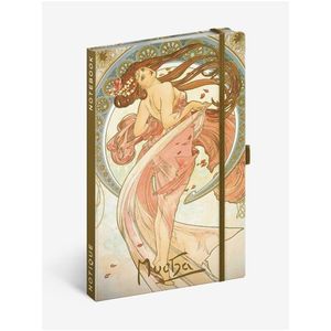 NOTIQUE Notes Alfons Mucha – Tanec, linkovaný, 13 x 21 cm obraz