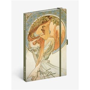 NOTIQUE Notes Alfons Mucha – Poezie, linkovaný, 13 x 21 cm obraz