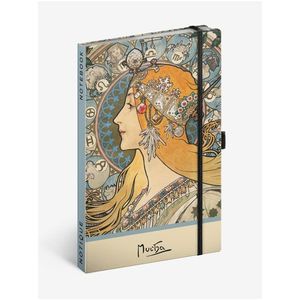 NOTIQUE Notes Alfons Mucha – Zodiak, tečkovaný, 13 x 21 cm obraz