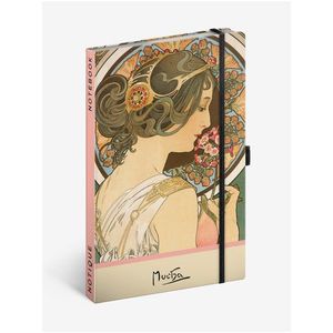 NOTIQUE Notes Alfons Mucha – Petrklíč, tečkovaný, 13 x 21 cm obraz