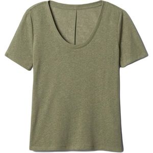 GAP V-SS LINEN SCOOP Dámské tričko, khaki, velikost obraz