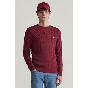 SVETR GANT COTTON CABLE C-NECK WINE RED obraz