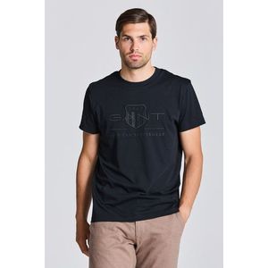 TRIČKO GANT REG TONAL SHIELD SS T-SHIRT BLACK obraz