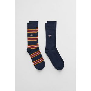 PONOŽKY GANT SHIELD STRIPE AND RIB SOCKS 2-PACK EVENING BLUE obraz