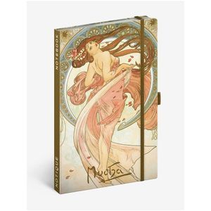 NOTIQUE Notes Alfons Mucha – Tanec, linkovaný, 13 x 21 cm obraz