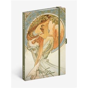 NOTIQUE Notes Alfons Mucha – Poezie, linkovaný, 13 x 21 cm obraz