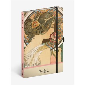 NOTIQUE Notes Alfons Mucha – Petrklíč, tečkovaný, 13 x 21 cm obraz