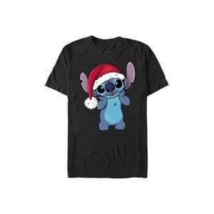 Černé pánské tričko Disney Stitch Wearing Santa Hat obraz