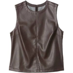 GAP VEGAN LEATHER Dámský top, hnědá, velikost obraz