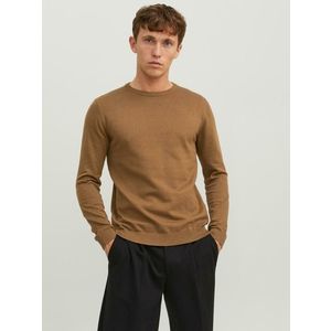 Hnědý pánský basic svetr Jack & Jones Basic - Pánské obraz