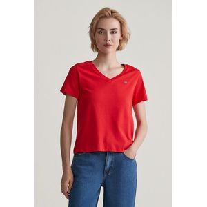 TRIČKO GANT REG SHIELD SS V-NECK T-SHIRT BRIGHT RED obraz