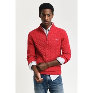 SVETR GANT COTTON CABLE HALF ZIP RUBY RED obraz