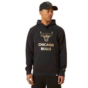 Mikina New Era NBA Gold Metallic Logo Hoodie Chicago Bulls Black Gold obraz