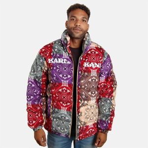 Karl Kani Retro Paisley Corduroy Puffer Jacket dark red/multicolor obraz