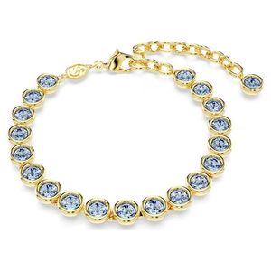 Swarovski Stylový pozlacený náramek s modrými křišťály Imber Tennis 5688419 20 cm obraz