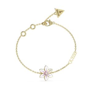 Guess Krásný pozlacený náramek s květinou White Lotus JUBB04134JWYGWH 18, 5 cm obraz