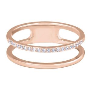 Troli Dvojitý minimalistický prsten z oceli Rose Gold 49 mm obraz
