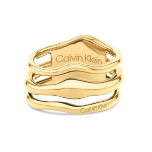 Calvin Klein Módní dámský prsten z pozlacené oceli CK Wavy 35000723 54 mm obraz