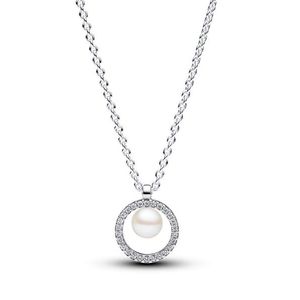 Pandora Stříbrný náhrdelník s Pavé a pravou perlou Timeless 393165C01-45 obraz